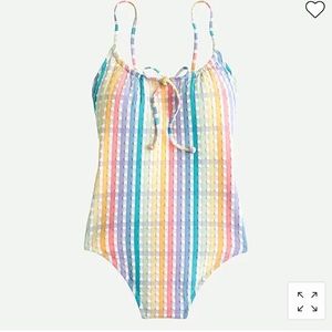 J Crew Bow-front one-piece in rainbow seersucker Swimsuit Size 6